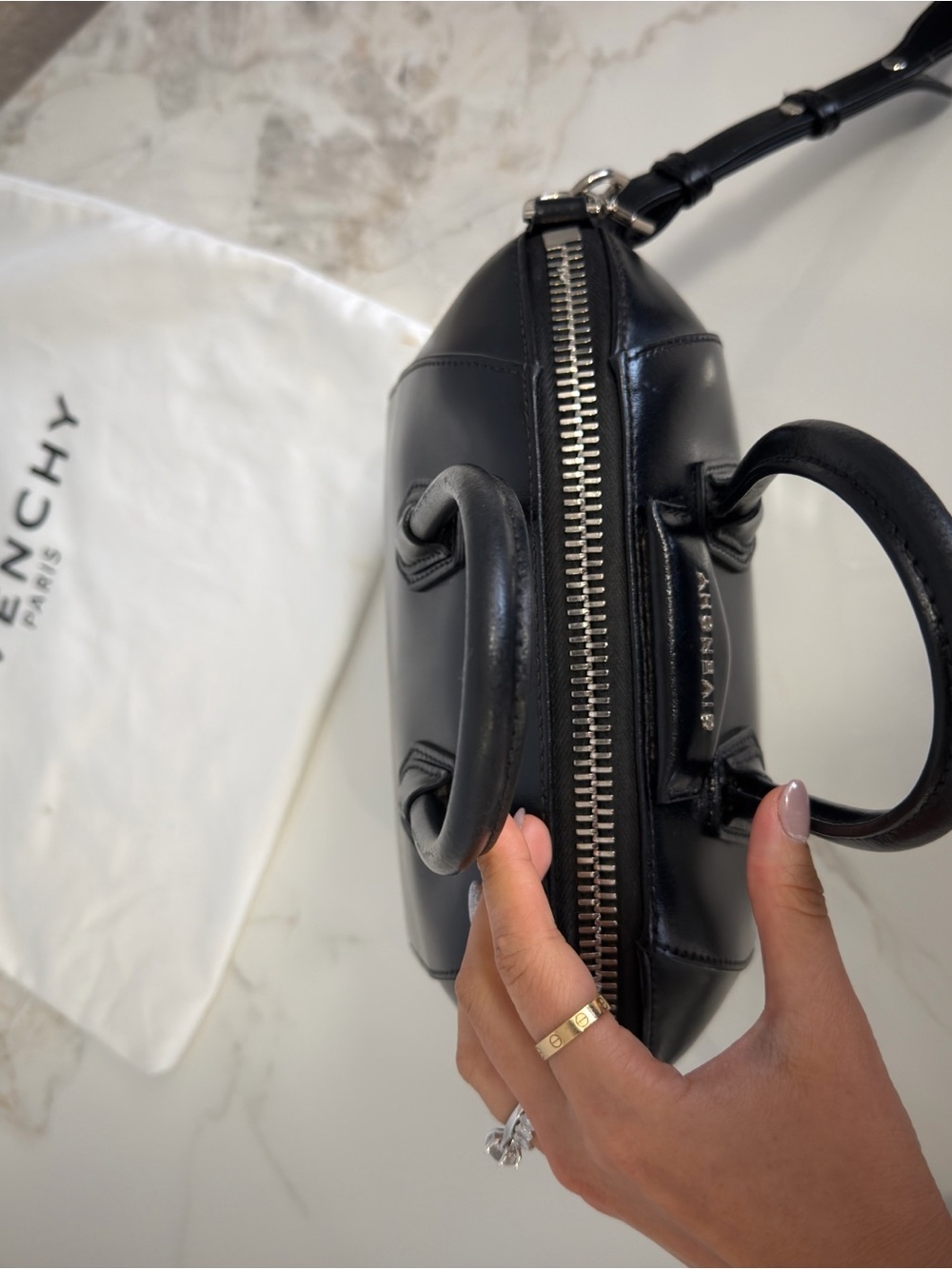 Givenchy Antigona Mini Leather Bag Satchel in Black - Picture 5 of 11
